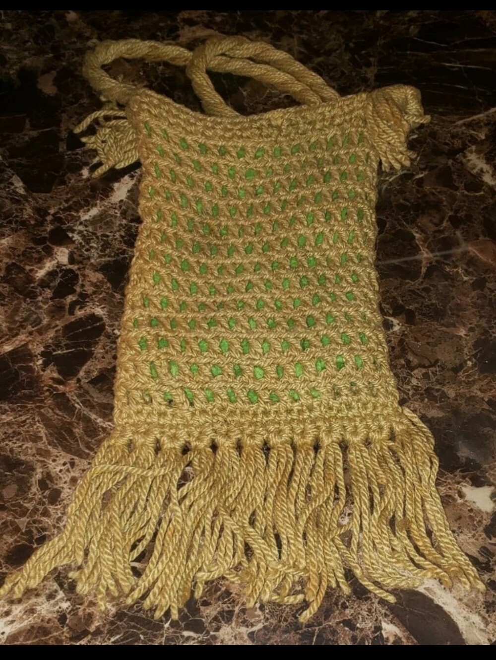 Mid-Century 1960's-1970's Boho Handmade Crochet/Knit Bag